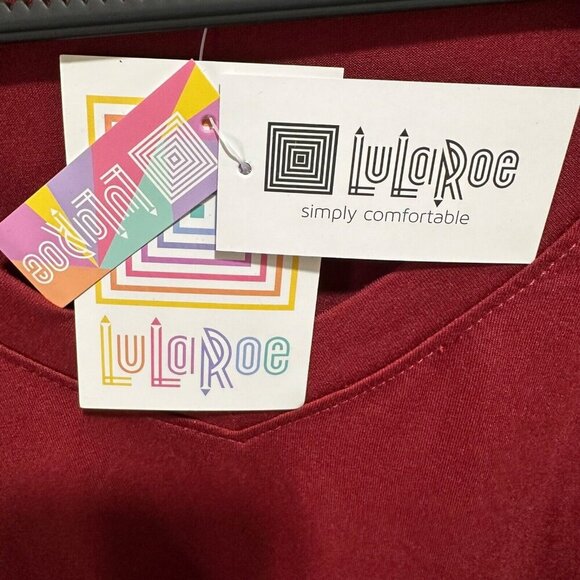 Lularoe AVA Women Size‎ 2XL Maroon Red V-neck Mutton Long Sleeve Dress NWT - Picture 7 of 10